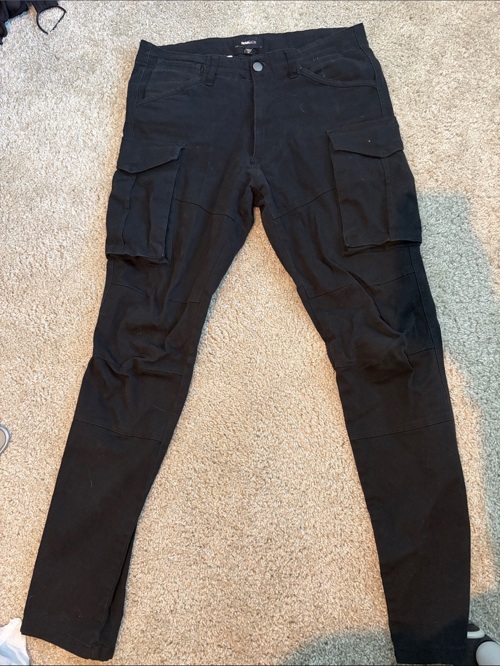 Men's Black Cargo Pants with Multi-Pocket Design